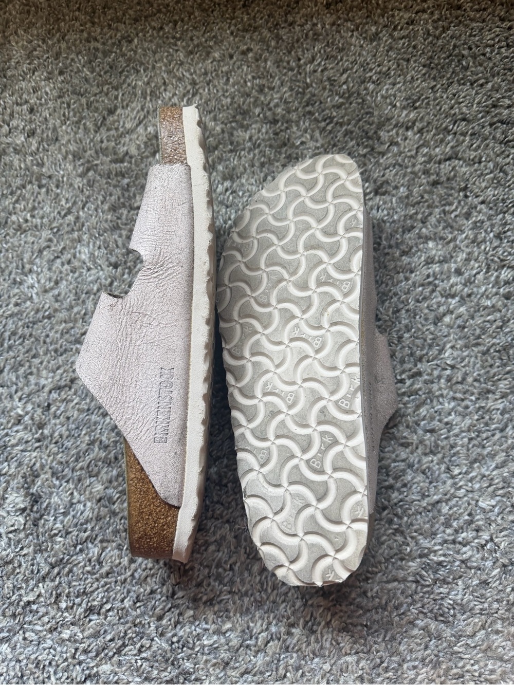 Birkenstock Double Strap Sandals in Metallic Blush Pink - Picture 5 of 5